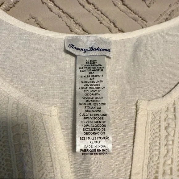 Tommy Bahama White Floral Swim Cover-up | XL - Picture 5 of 6